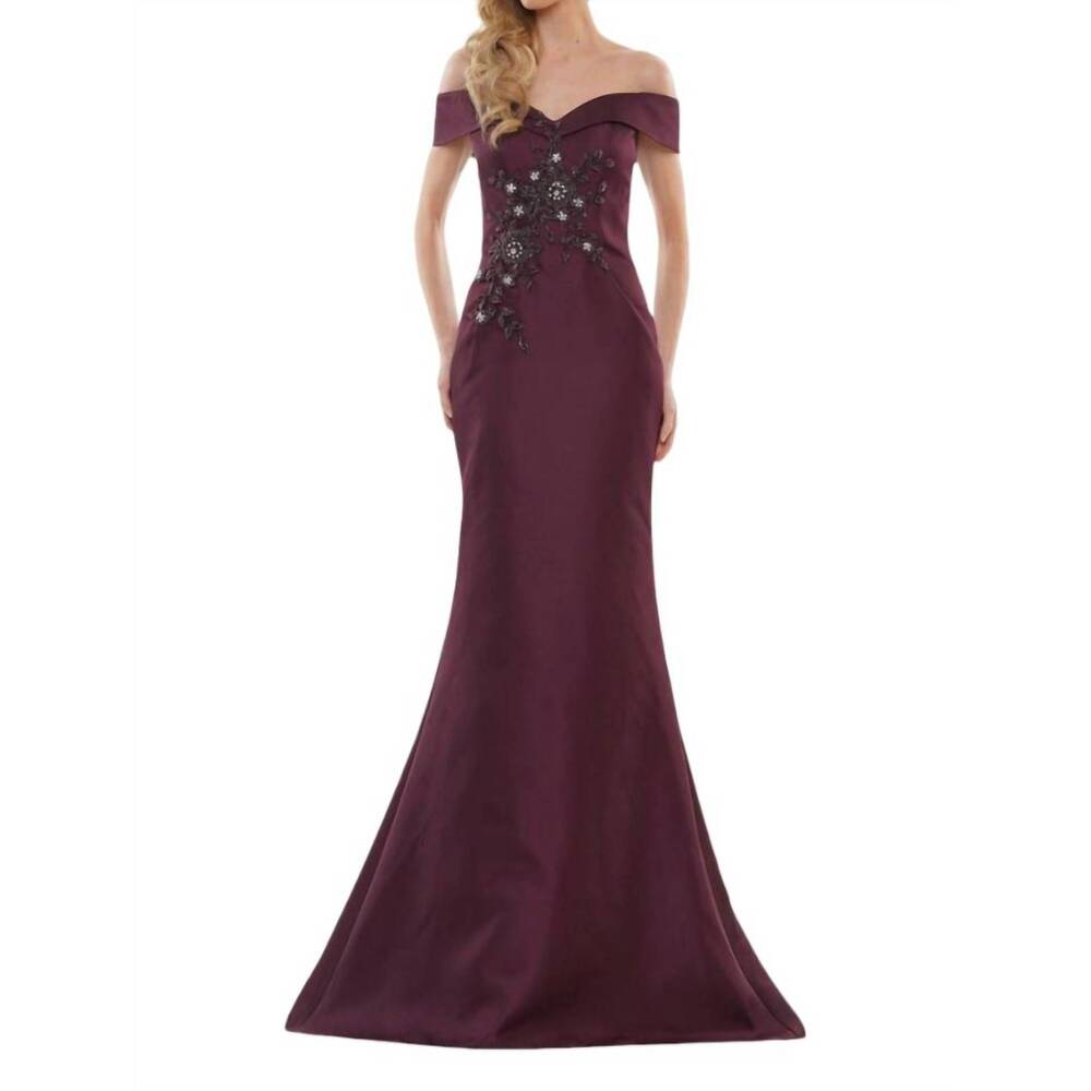 NEW COLORS DRESS off shoulder gown in wine